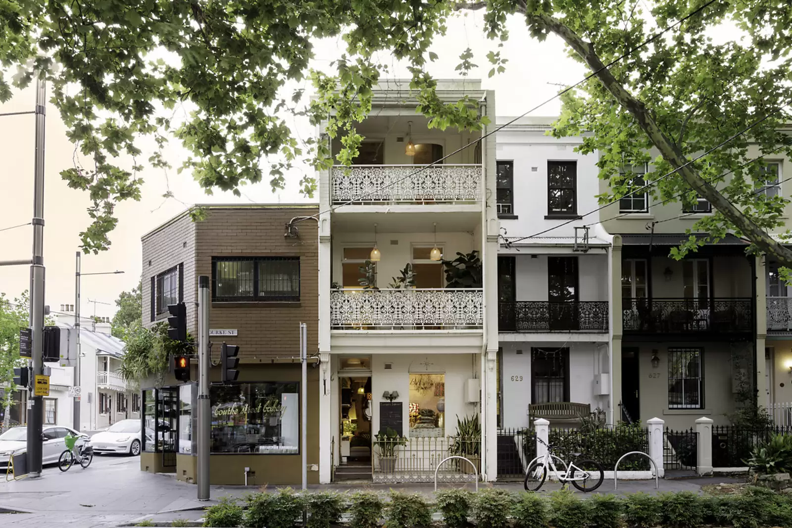 Restored Victorian terrace with iron-lace balconies in Paddington